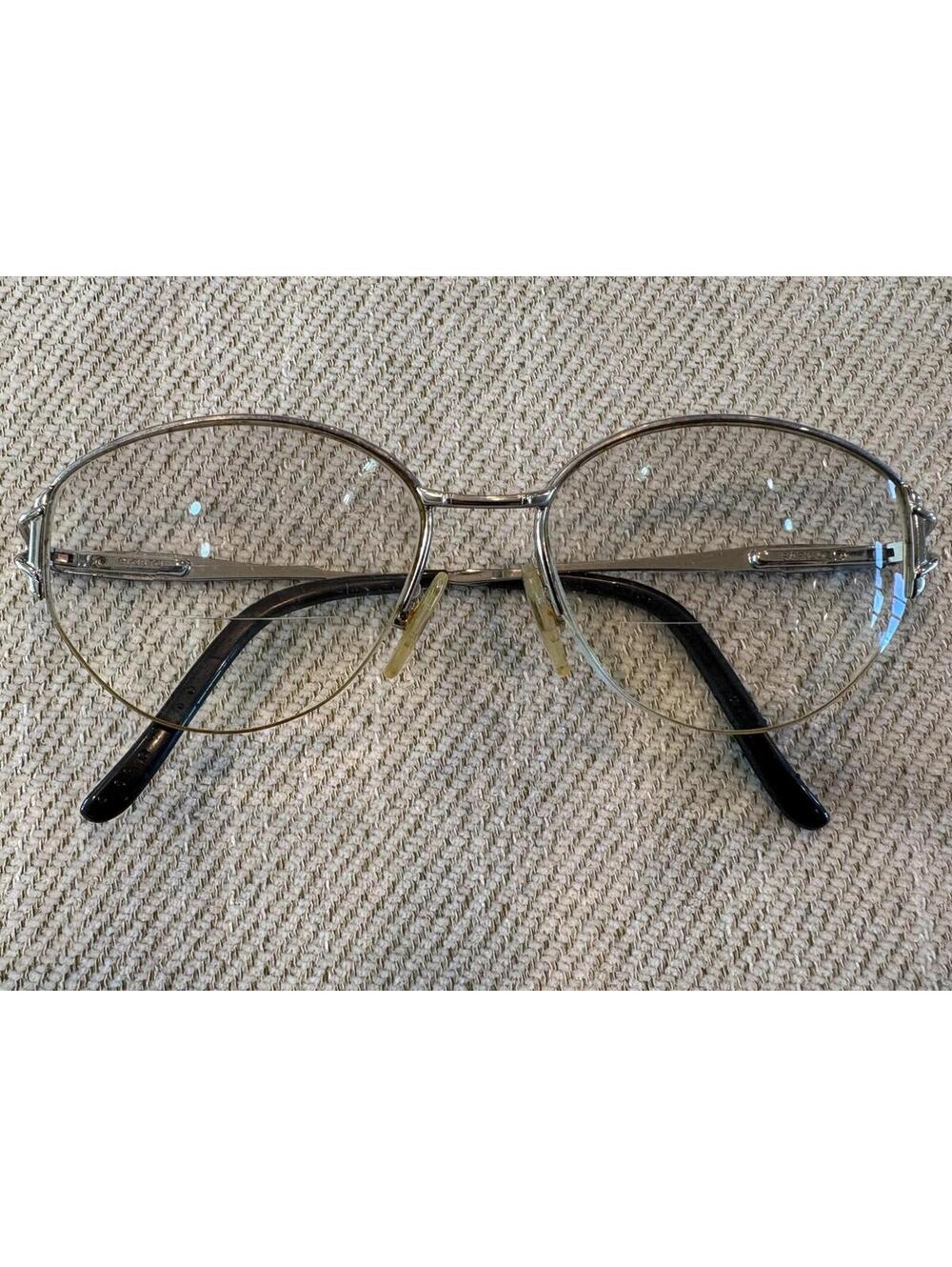 Vintage SAFILO ELASTA 3122 Glasses Frames Silver Etched Oval Italy 54-17